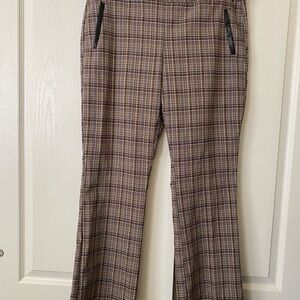 Cato Multicolor Plaid Trousers with Pleather Accent Slant Pockets